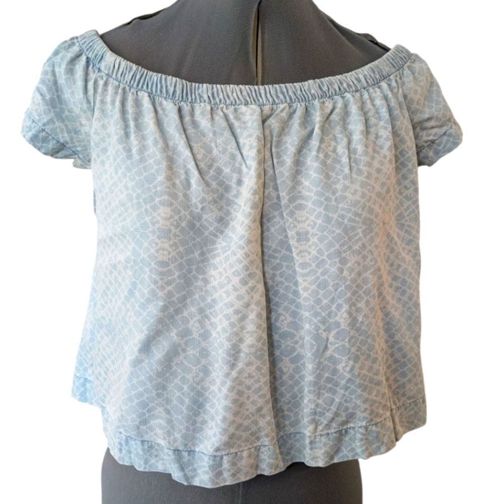 Anthropology Cloth & Stone Women's Blue & White Oversized Crop Top Small